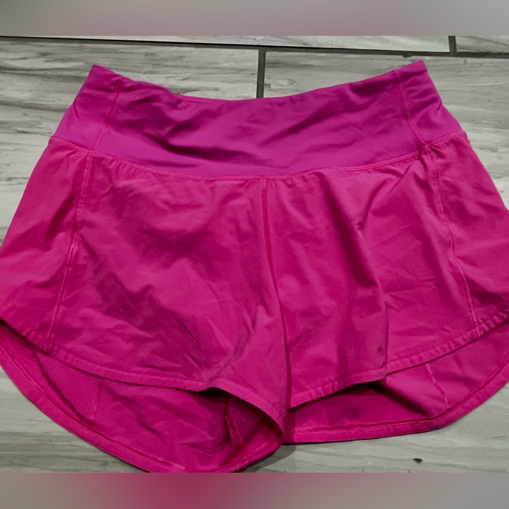 Lululemon size 4, speed up shorts, bright bubble gum pink shorts